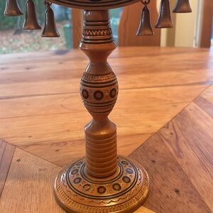 Vintage Candelabra 3 Arm Candlestick Carved Wood